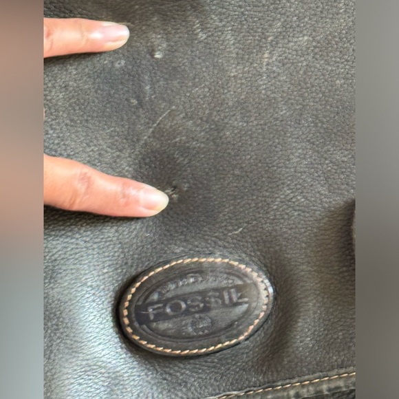 Fossil black distressed messenger laptop bag rugged office attire street style - Picture 14 of 15
